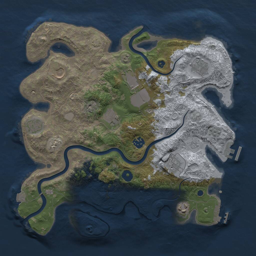 Rust Map: Procedural Map, Size: 3500, Seed: 2143845760, 15 Monuments