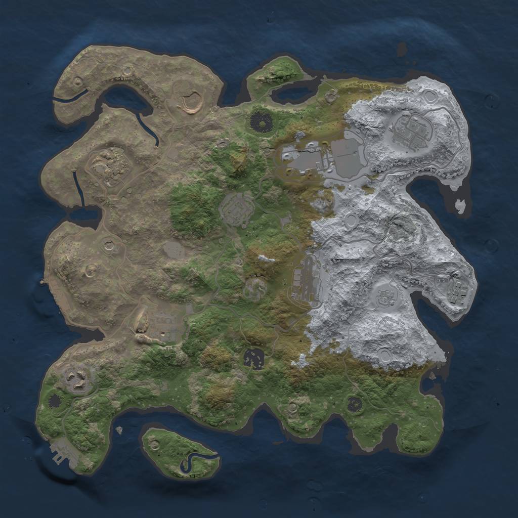 Rust Map: Procedural Map, Size: 3500, Seed: 2143845760, 19 Monuments