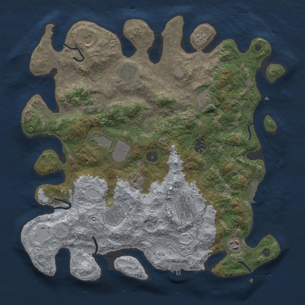 Rust Map: Procedural Map, Size: 4000, Seed: 642541, 19 Monuments