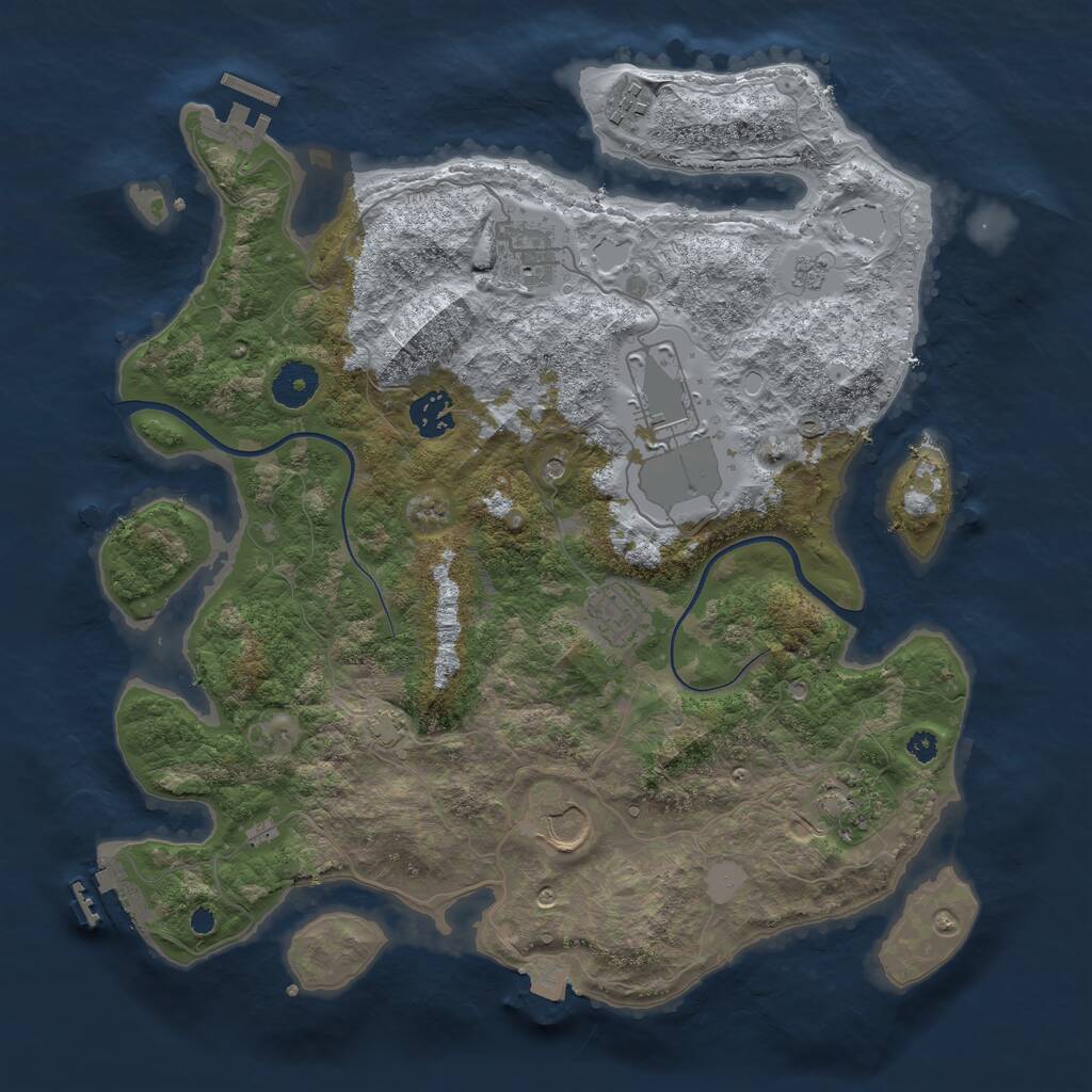 Rust Map: Procedural Map, Size: 3601, Seed: 13825, 13 Monuments