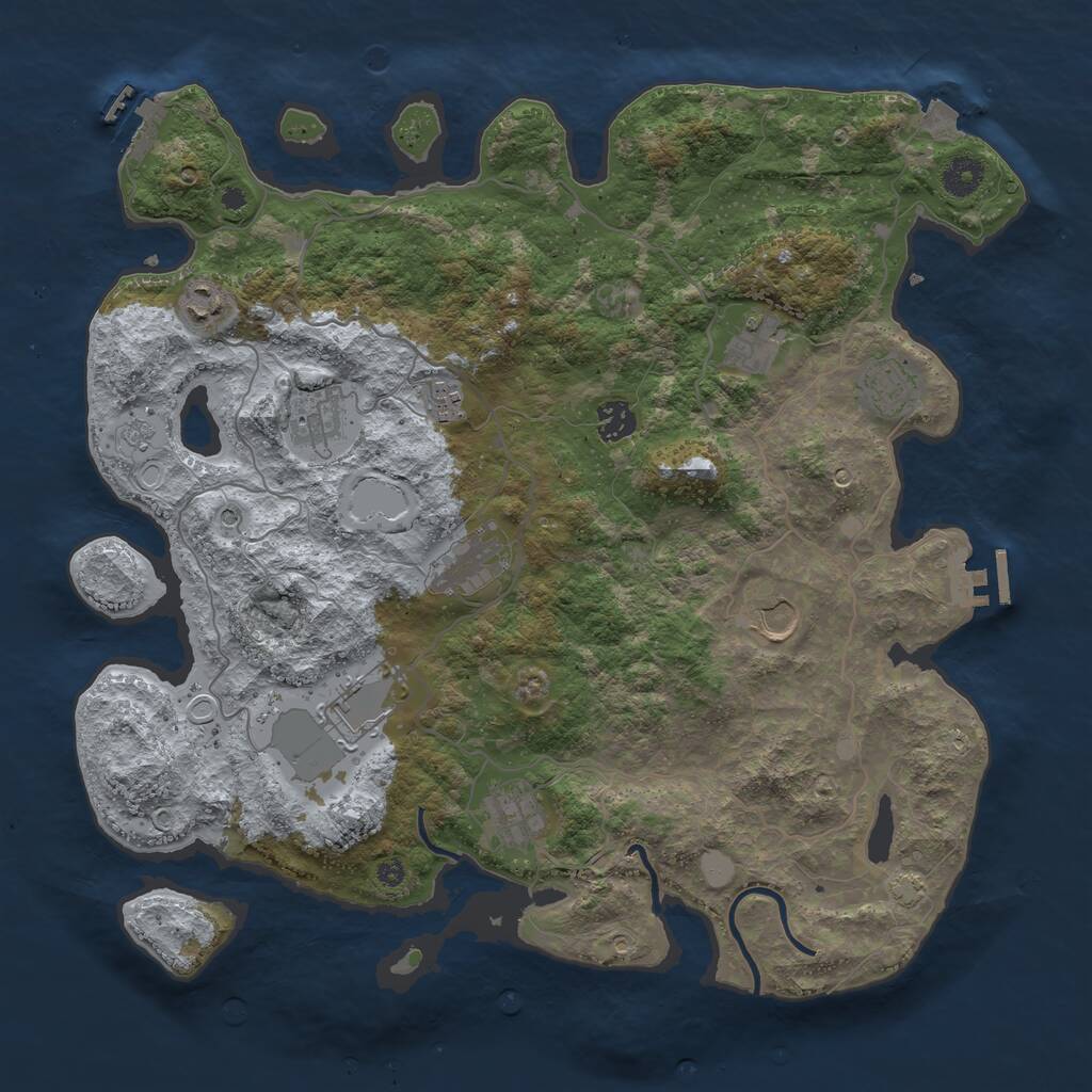 Rust Map: Procedural Map, Size: 4000, Seed: 57696, 16 Monuments
