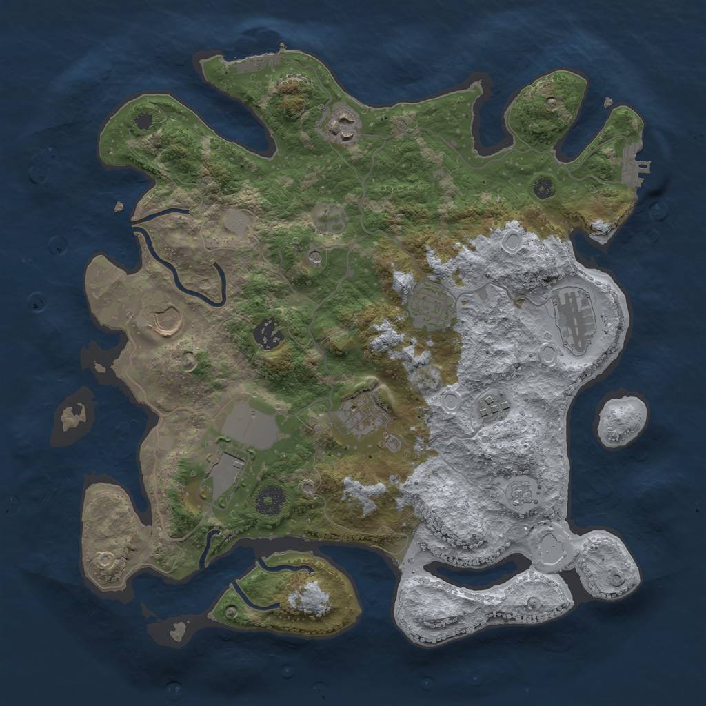 Rust Map: Procedural Map, Size: 3500, Seed: 1683401406, 17 Monuments