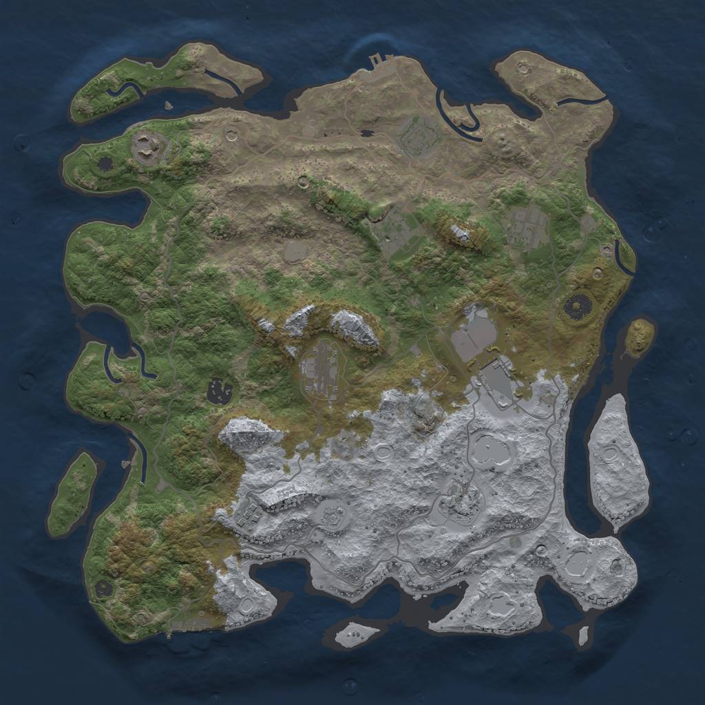 Rust Map: Procedural Map, Size: 4000, Seed: 866209, 18 Monuments