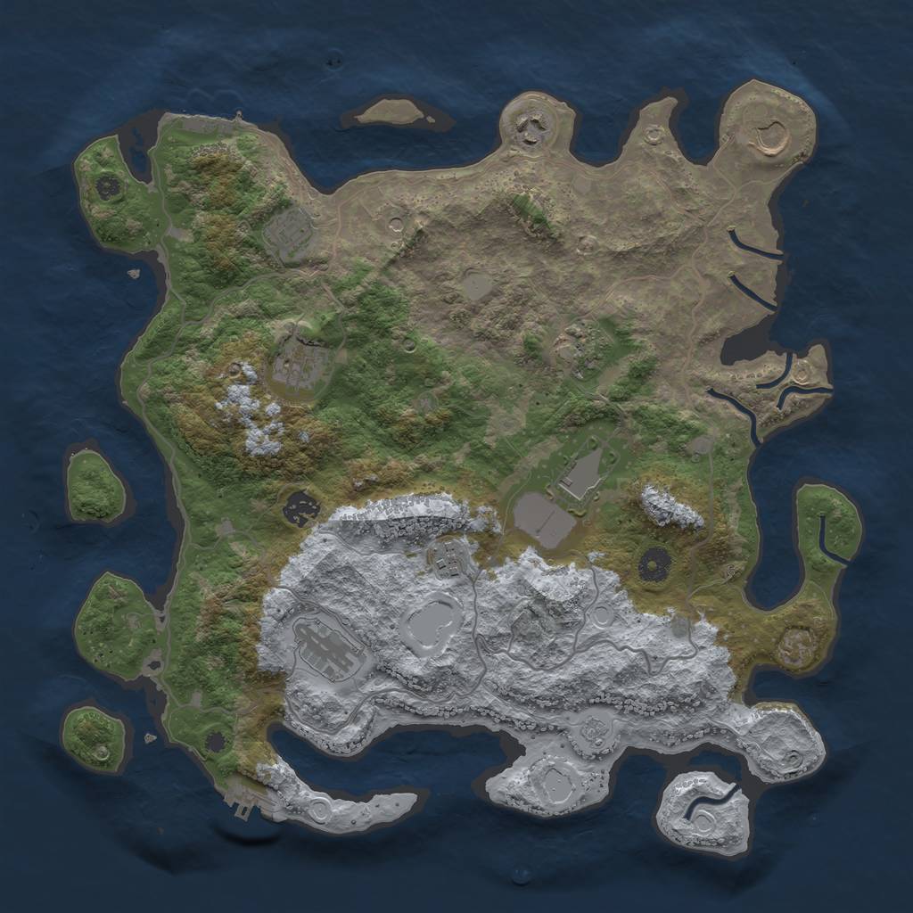 Rust Map: Procedural Map, Size: 4000, Seed: 111115121, 18 Monuments