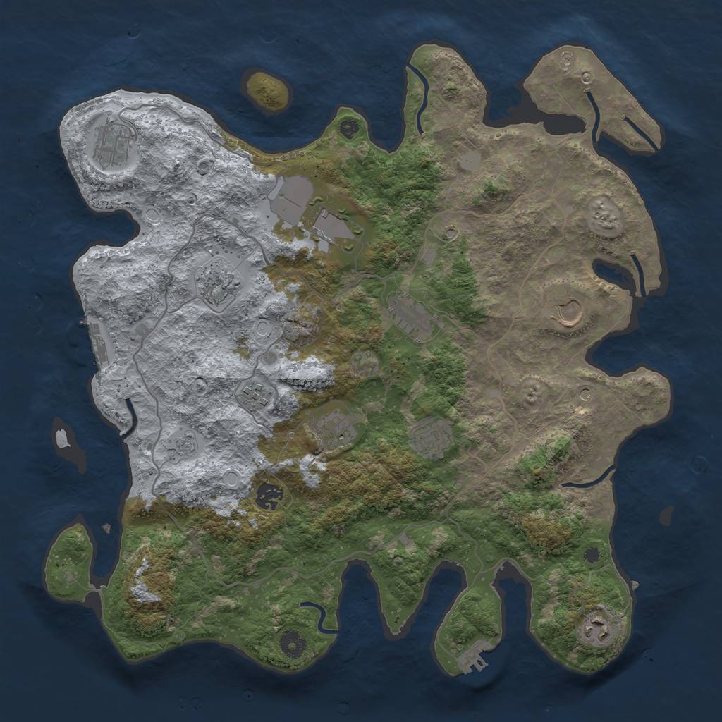 Rust Map: Procedural Map, Size: 4000, Seed: 1363211891, 19 Monuments