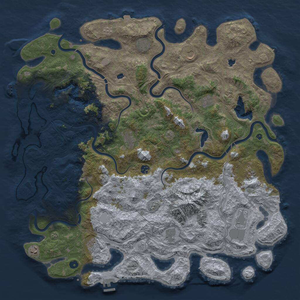 Rust Map: Procedural Map, Size: 5250, Seed: 1619232533, 17 Monuments