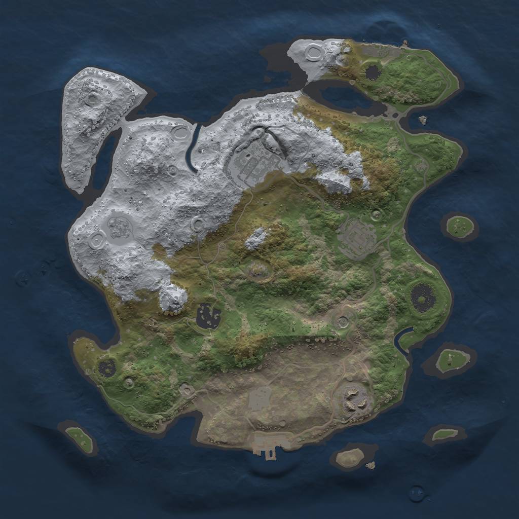 Rust Map: Procedural Map, Size: 3000, Seed: 77437743, 11 Monuments