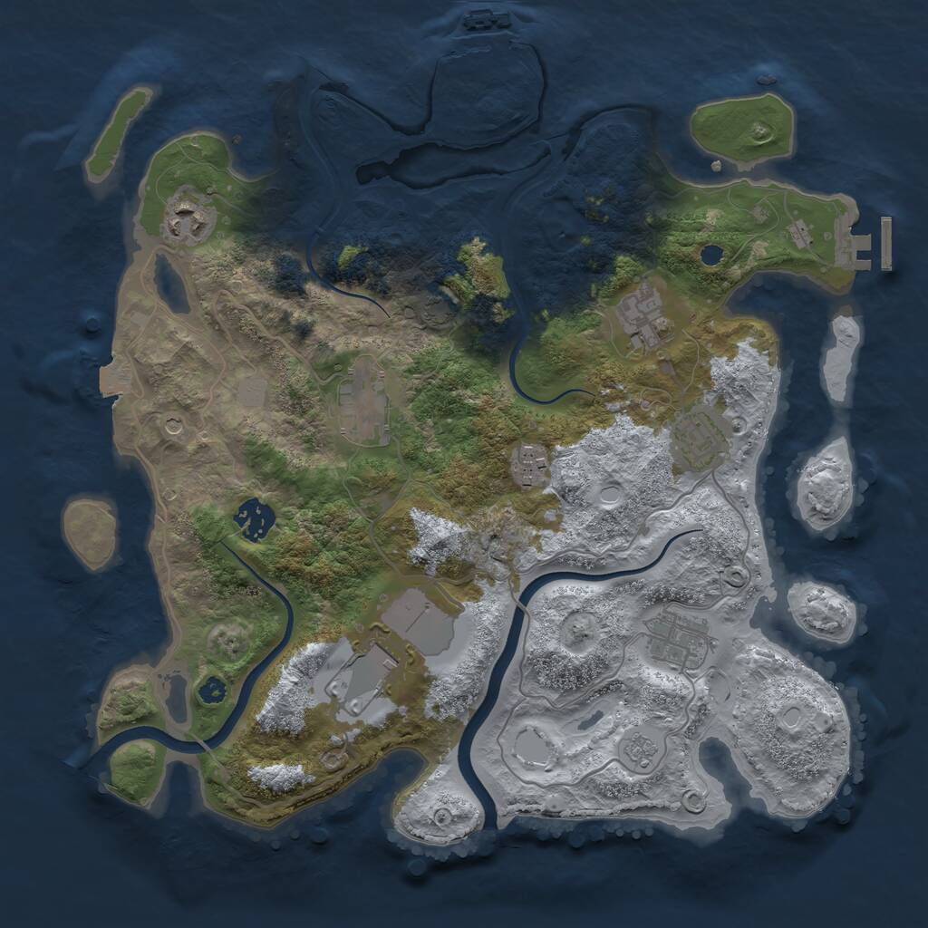 Rust Map: Procedural Map, Size: 3500, Seed: 22179900, 14 Monuments