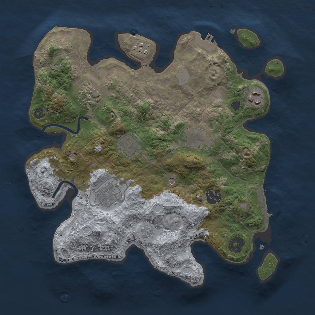 Rust Map: Procedural Map, Size: 3000, Seed: 74671729, 16 Monuments