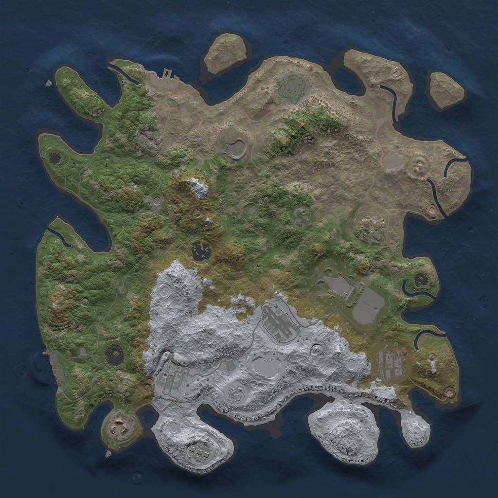 Rust Map: Procedural Map, Size: 3750, Seed: 1898083008, 19 Monuments