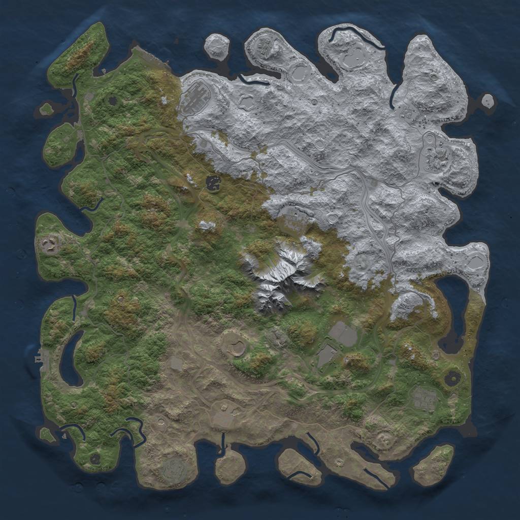 Rust Map: Procedural Map, Size: 5000, Seed: 1244432176, 20 Monuments