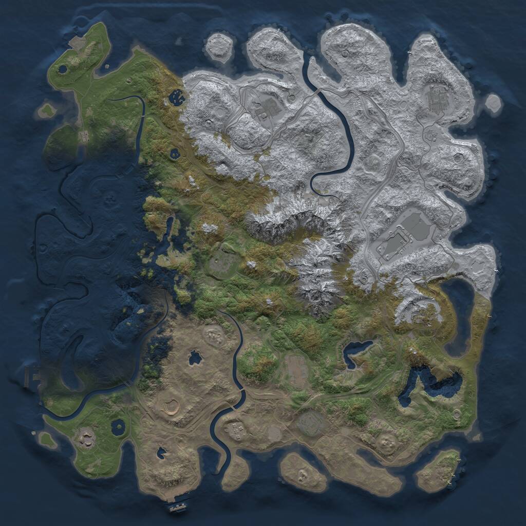 Rust Map: Procedural Map, Size: 5000, Seed: 1244432176, 17 Monuments