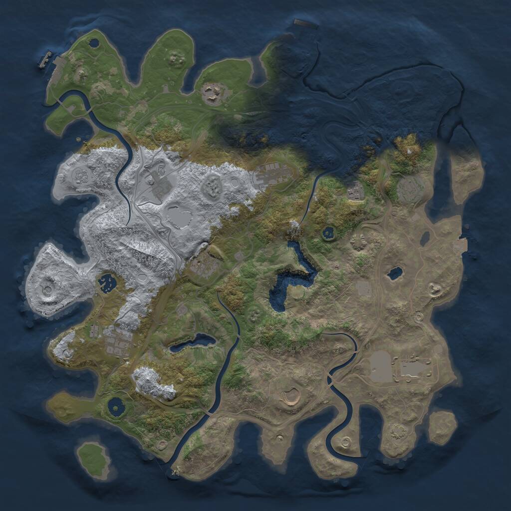 Rust Map: Procedural Map, Size: 4300, Seed: 63822, 16 Monuments