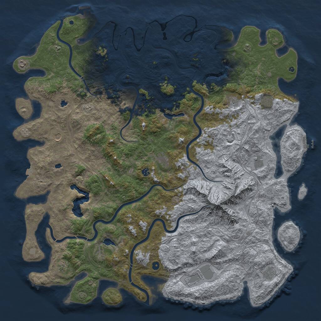 Rust Map: Procedural Map, Size: 6000, Seed: 2131987, 17 Monuments