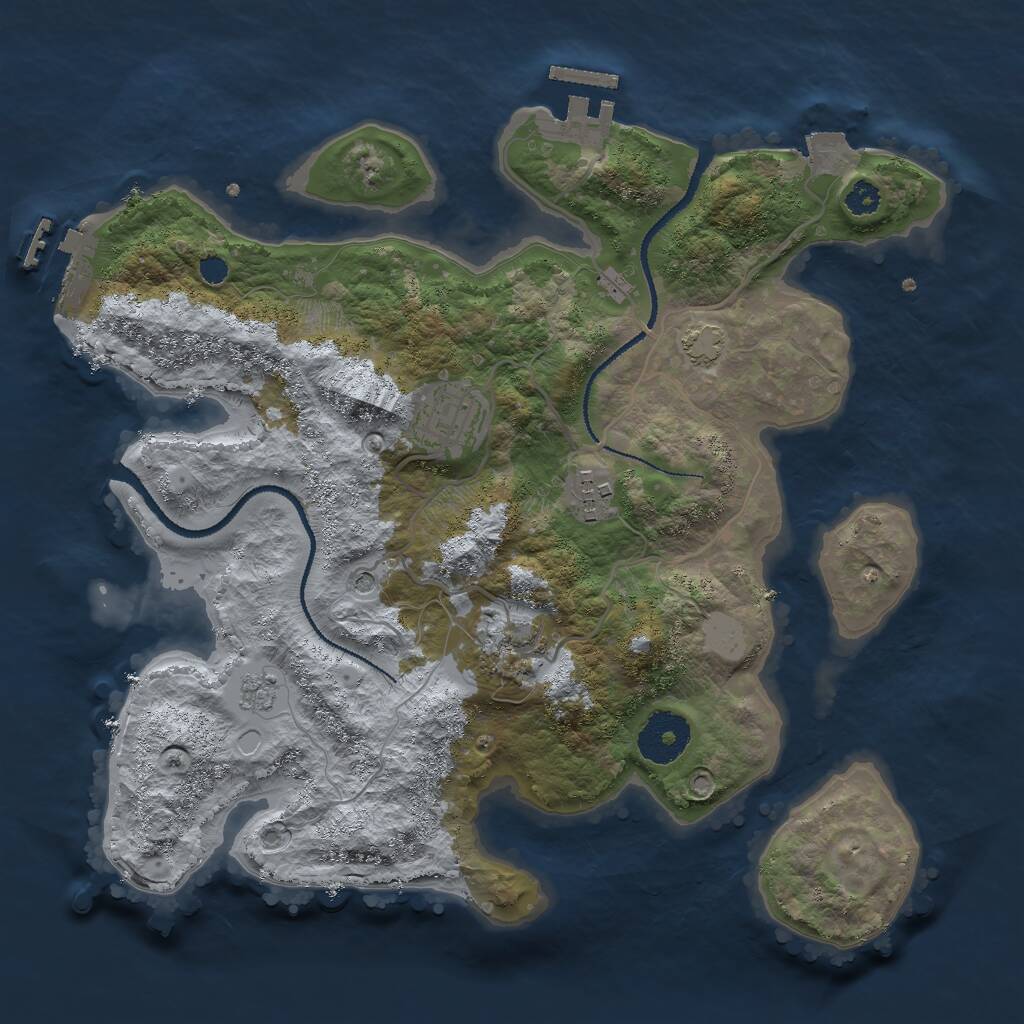 Rust Map: Procedural Map, Size: 3000, Seed: 16578, 9 Monuments