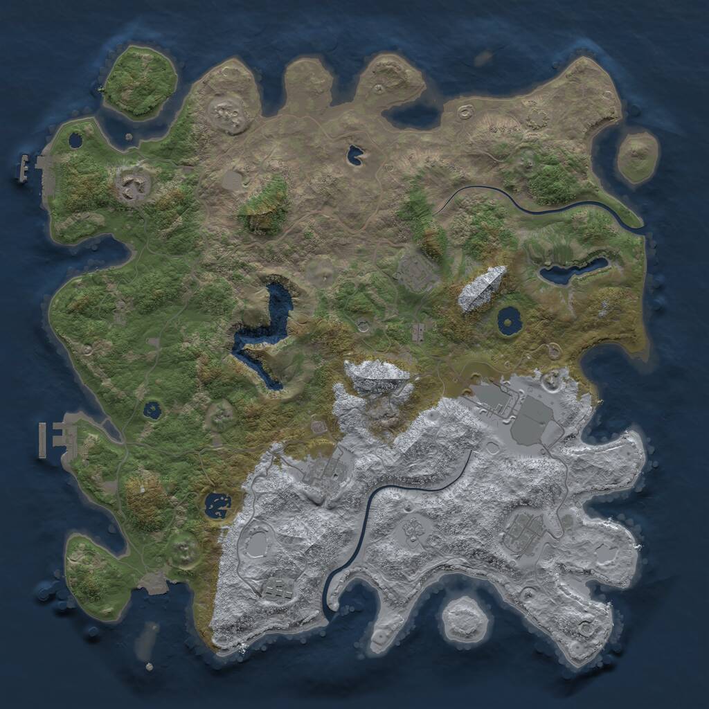 Rust Map: Procedural Map, Size: 4000, Seed: 769284, 13 Monuments