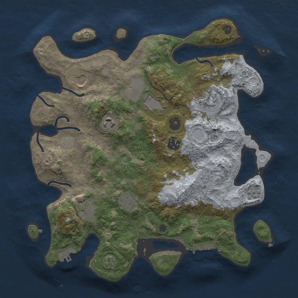 Rust Map: Procedural Map, Size: 3500, Seed: 2059007739, 17 Monuments