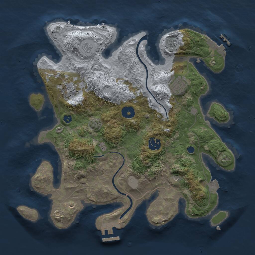 Rust Map: Procedural Map, Size: 3000, Seed: 29127, 10 Monuments