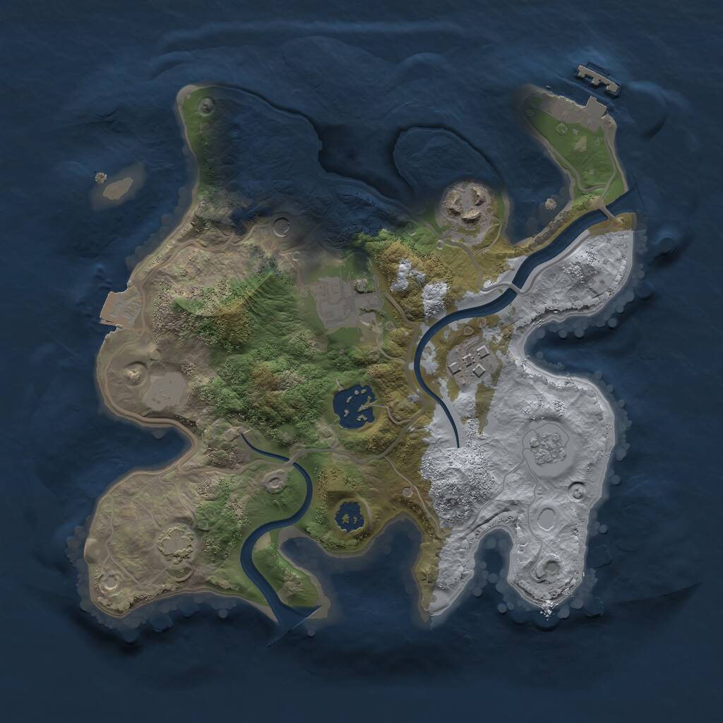Rust Map: Procedural Map, Size: 2500, Seed: 288, 9 Monuments