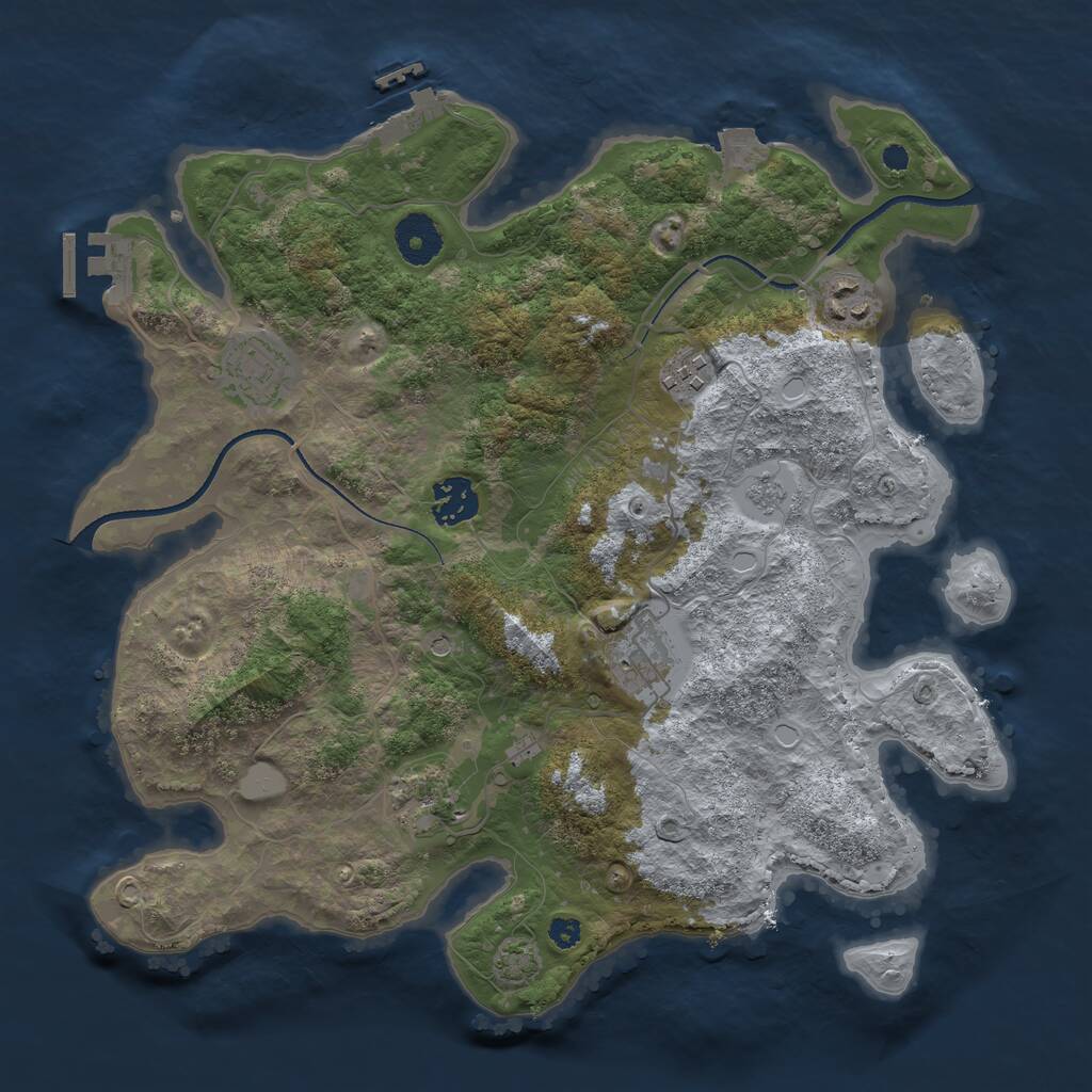 Rust Map: Procedural Map, Size: 3400, Seed: 339494237, 12 Monuments