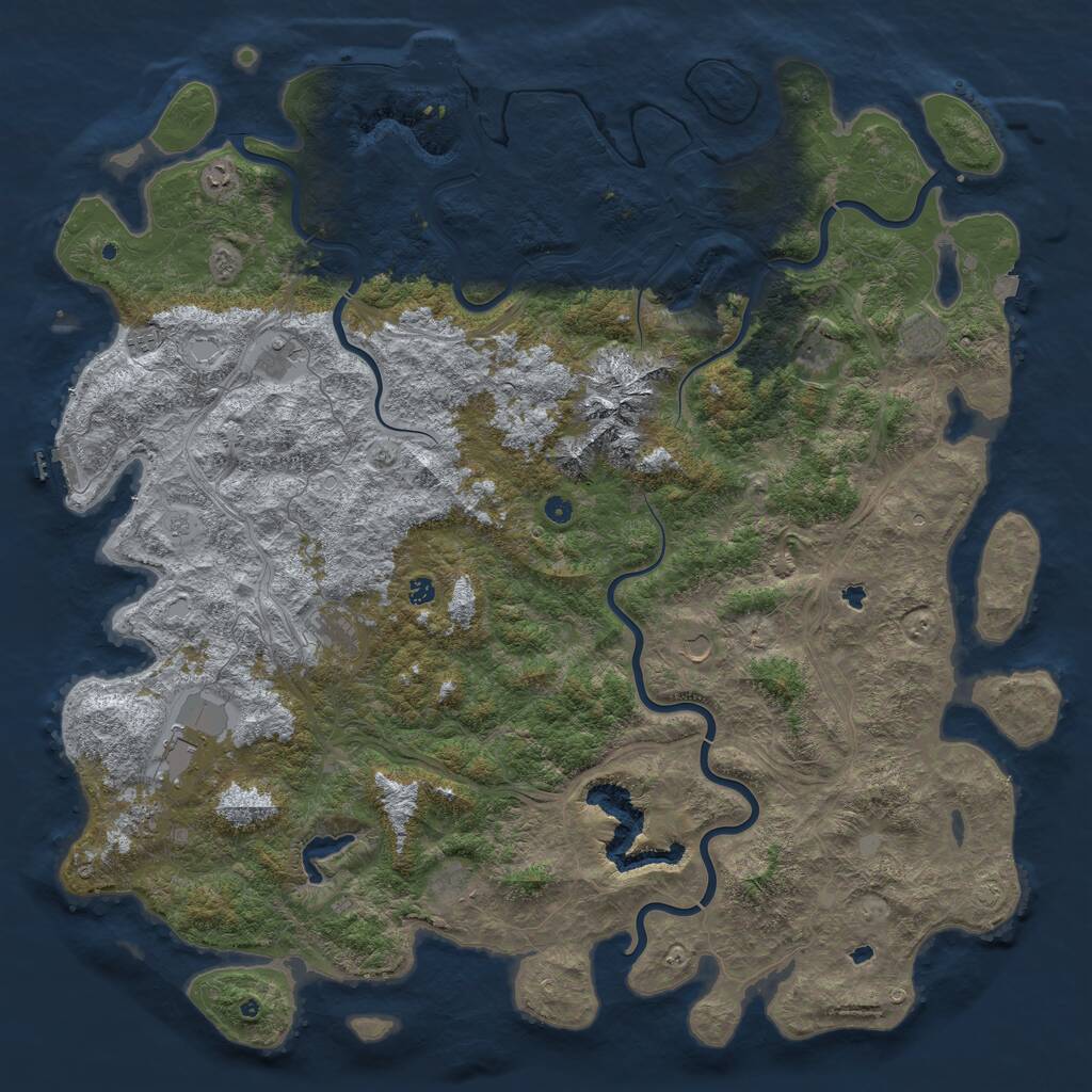 Rust Map: Procedural Map, Size: 6000, Seed: 165451, 17 Monuments