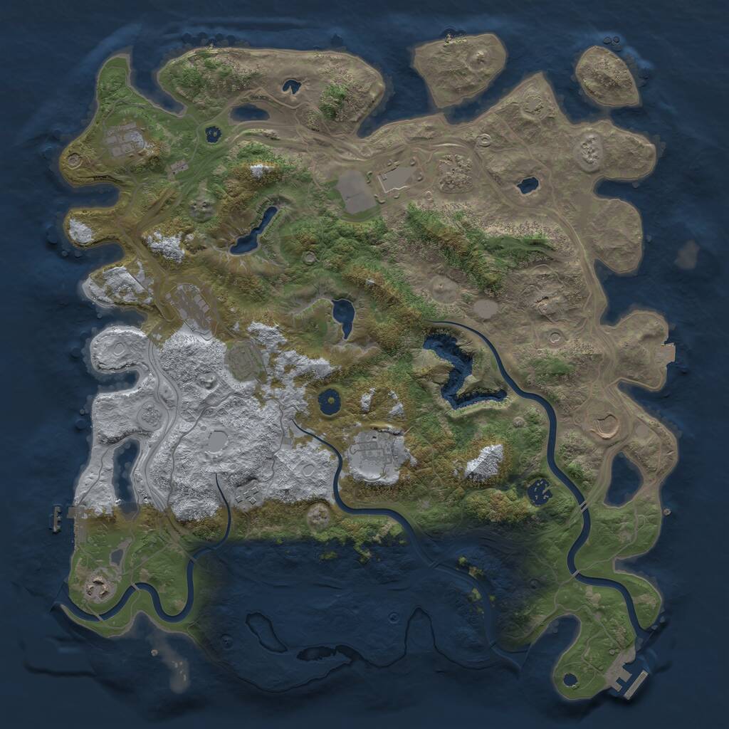 Rust Map: Procedural Map, Size: 4500, Seed: 5551212, 16 Monuments