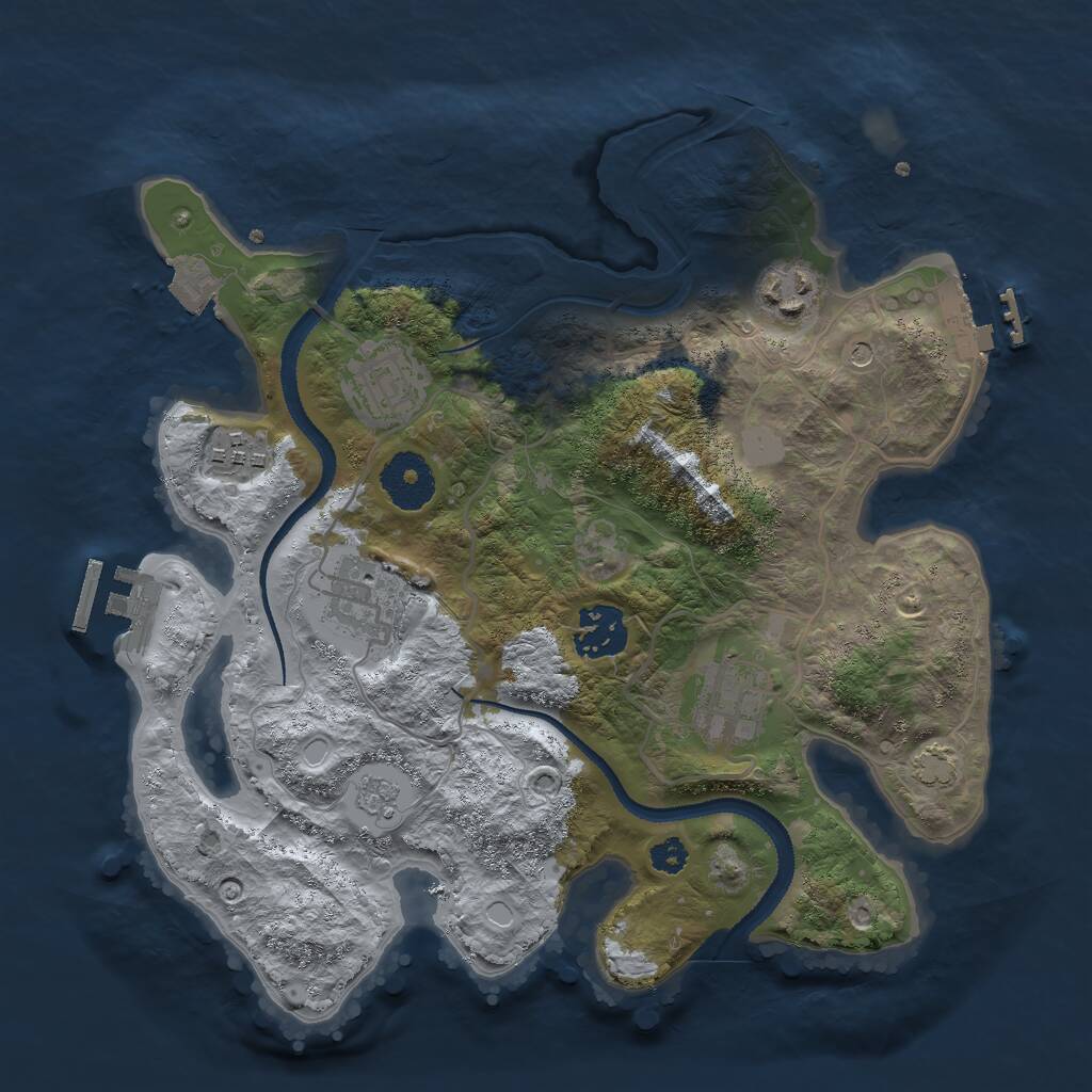 Rust Map: Procedural Map, Size: 3000, Seed: 1144226676, 12 Monuments