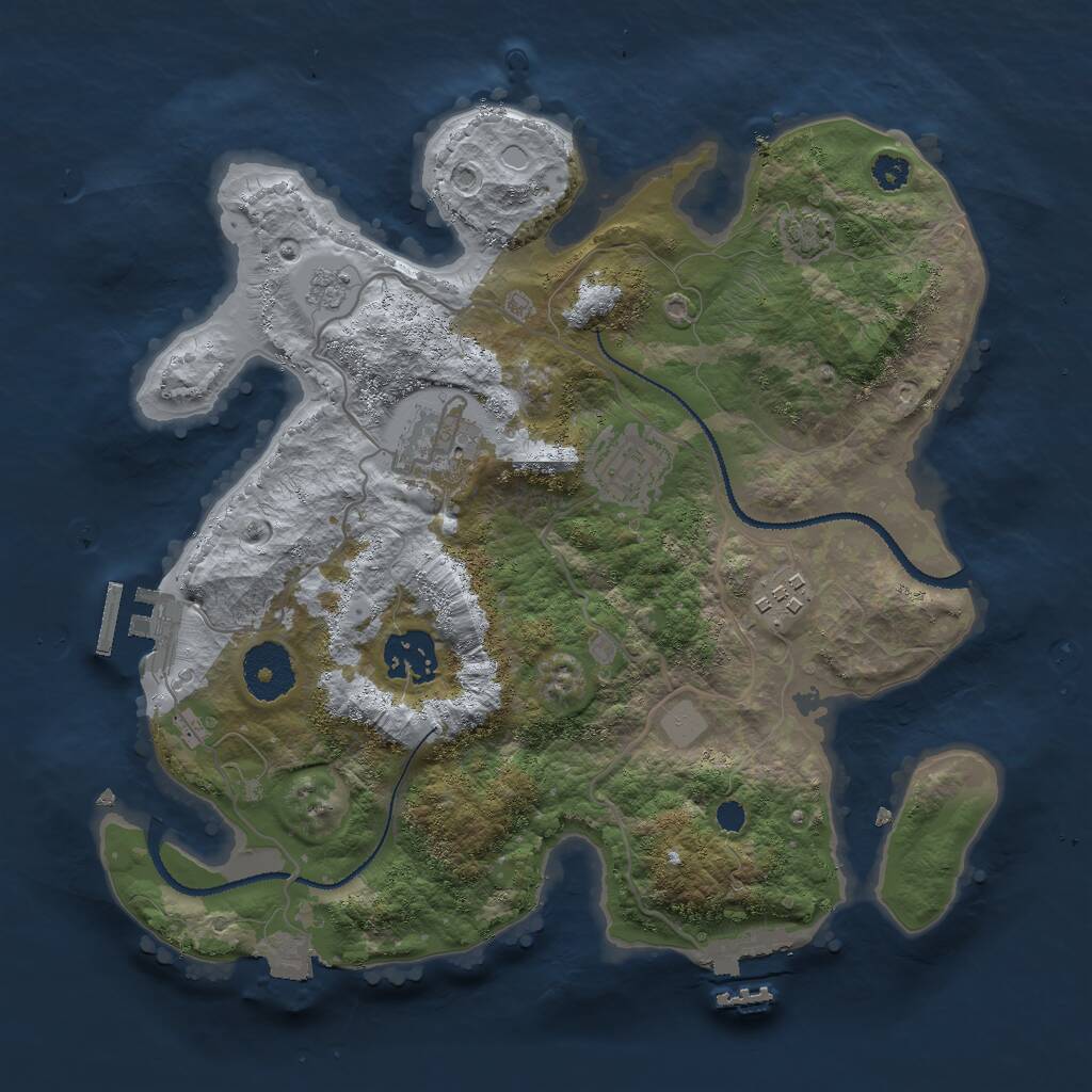 Rust Map: Procedural Map, Size: 3000, Seed: 1203, 9 Monuments