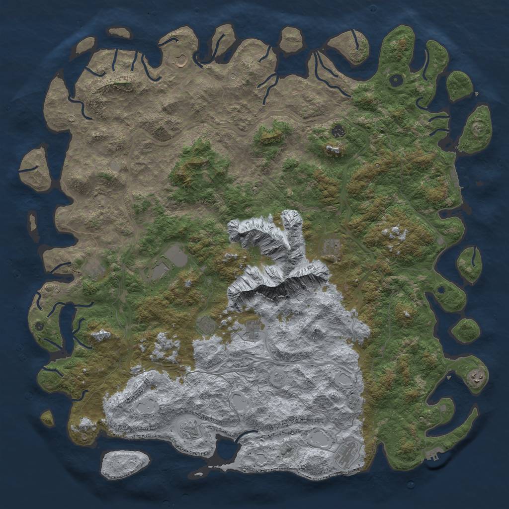 Rust Map: Procedural Map, Size: 6000, Seed: 1103993711, 20 Monuments
