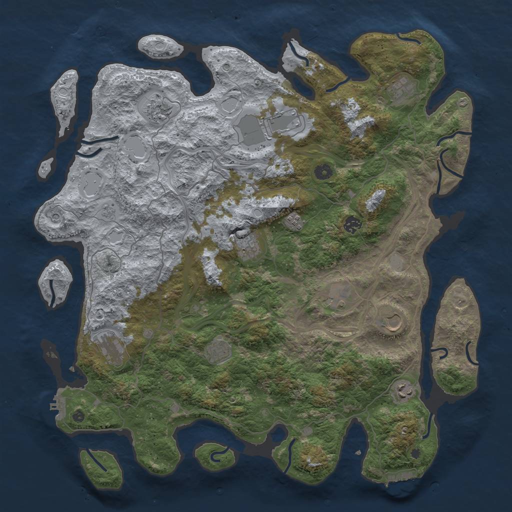 Rust Map: Procedural Map, Size: 4500, Seed: 543637, 20 Monuments