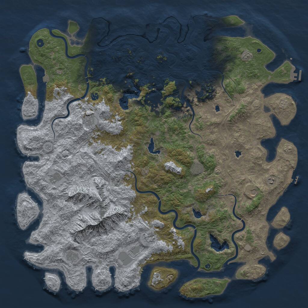 Rust Map: Procedural Map, Size: 6000, Seed: 228572124, 17 Monuments