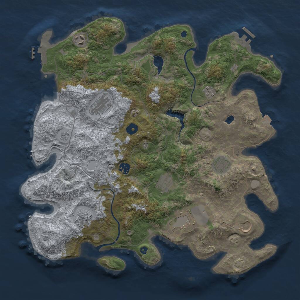 Rust Map: Procedural Map, Size: 4000, Seed: 21843, 15 Monuments