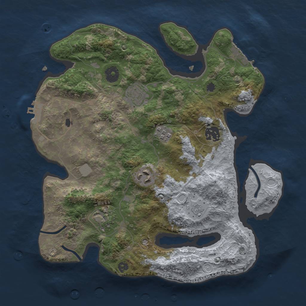 Rust Map: Procedural Map, Size: 3000, Seed: 620078011, 13 Monuments