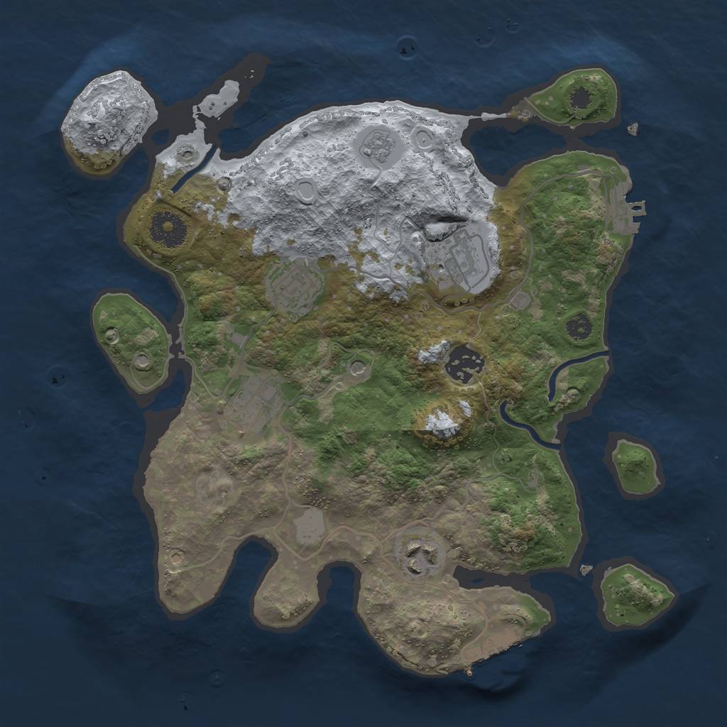 Rust Map: Procedural Map, Size: 3000, Seed: 24530, 14 Monuments