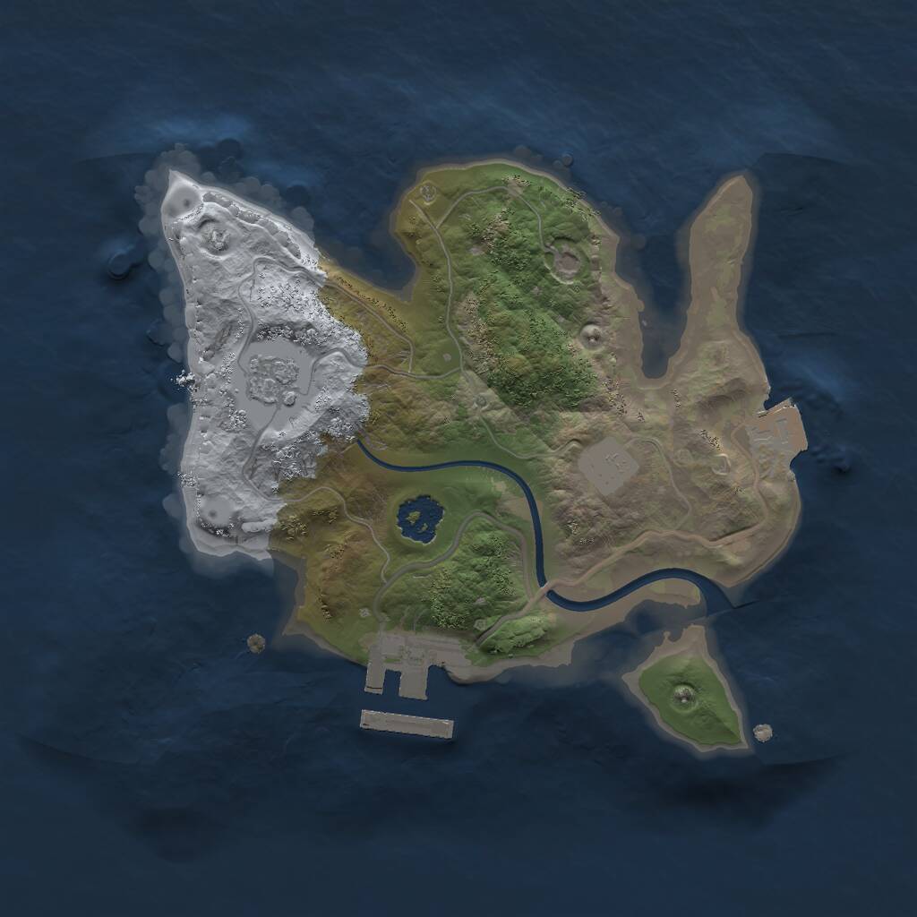 Rust Map: Procedural Map, Size: 2000, Seed: 120345, 3 Monuments