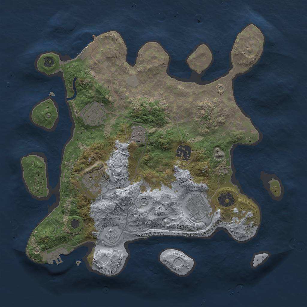 Rust Map: Procedural Map, Size: 3000, Seed: 71745, 14 Monuments