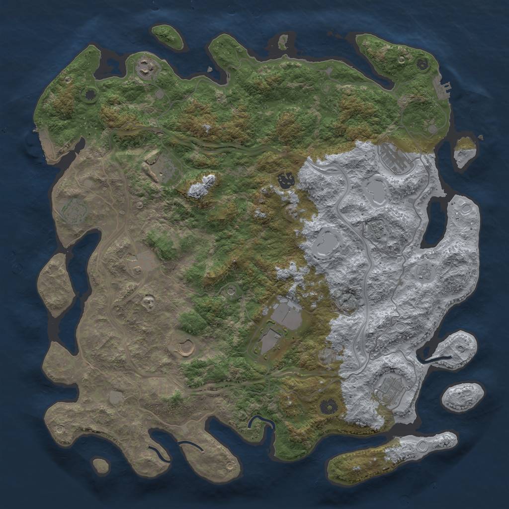 Rust Map: Procedural Map, Size: 4500, Seed: 5005789, 19 Monuments