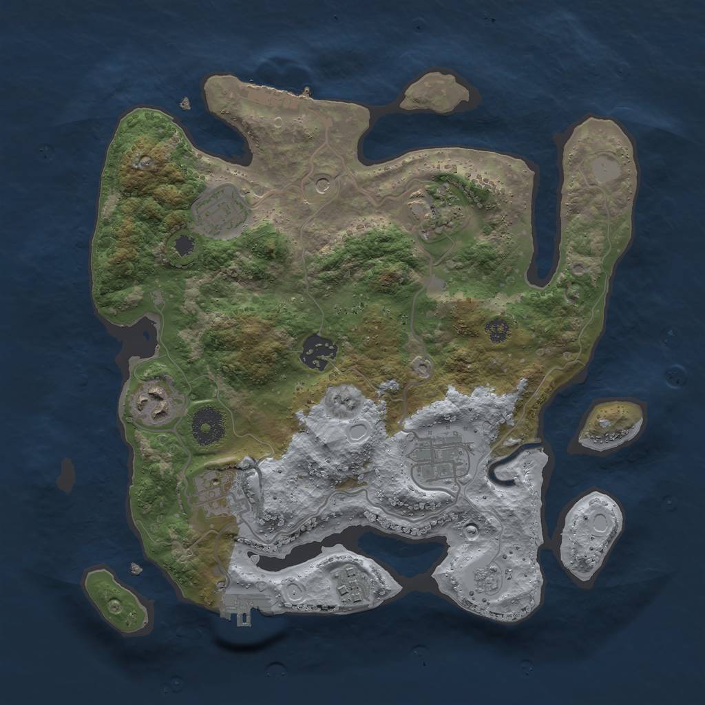 Rust Map: Procedural Map, Size: 3000, Seed: 210201, 16 Monuments