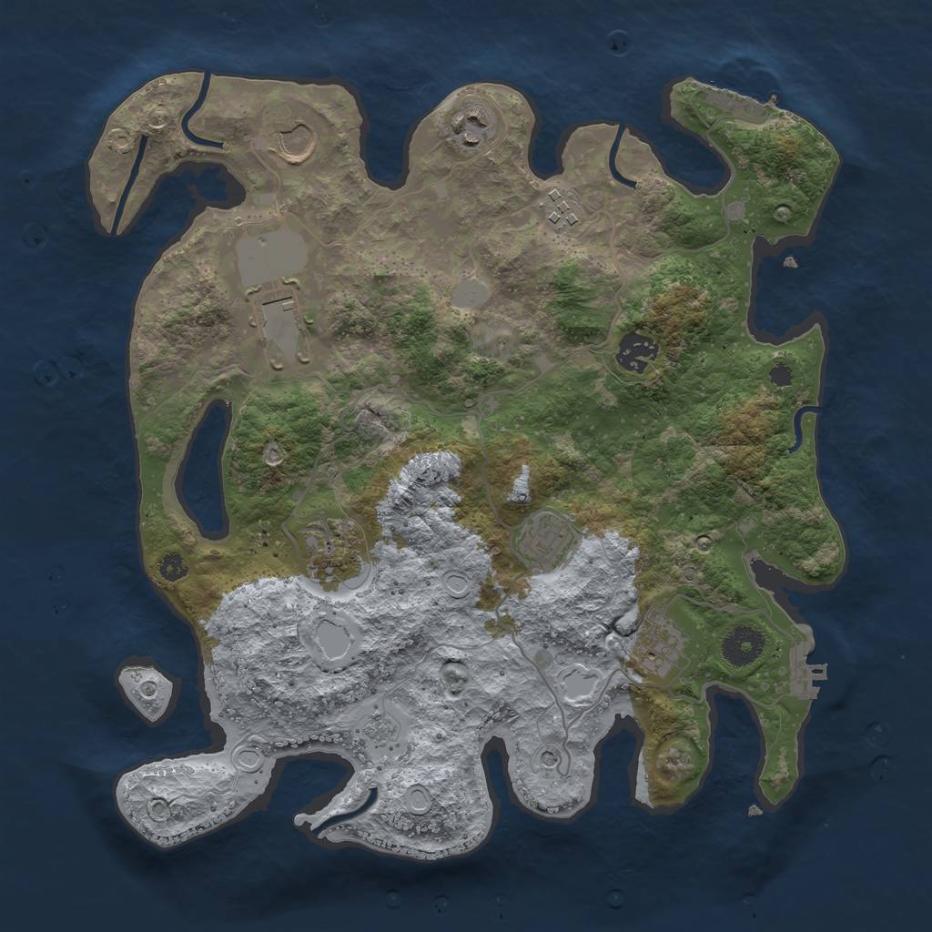 Rust Map: Procedural Map, Size: 3500, Seed: 6554, 17 Monuments