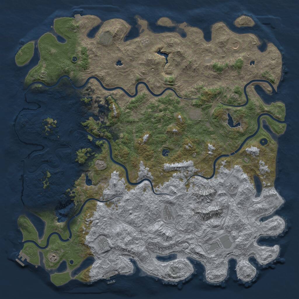 Rust Map: Procedural Map, Size: 6000, Seed: 231415, 17 Monuments