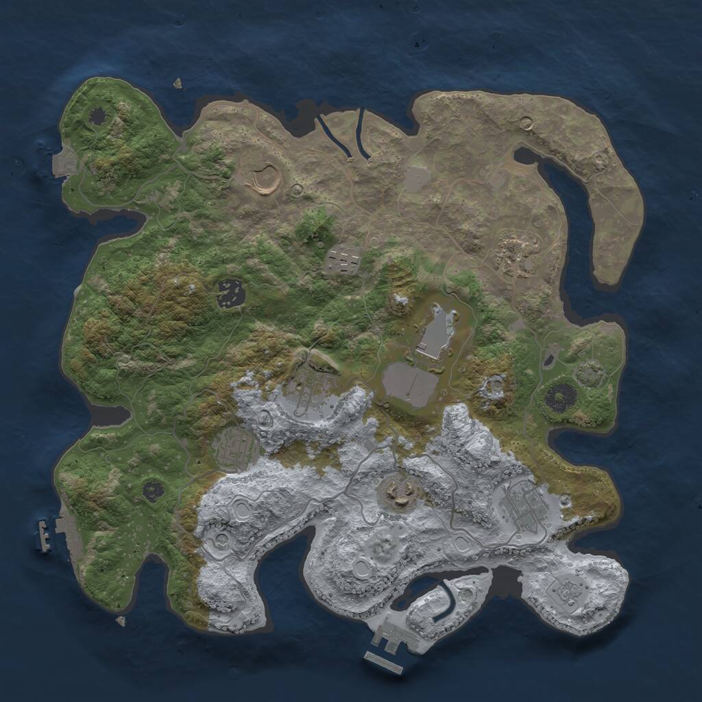 Rust Map: Procedural Map, Size: 3500, Seed: 136884350, 15 Monuments