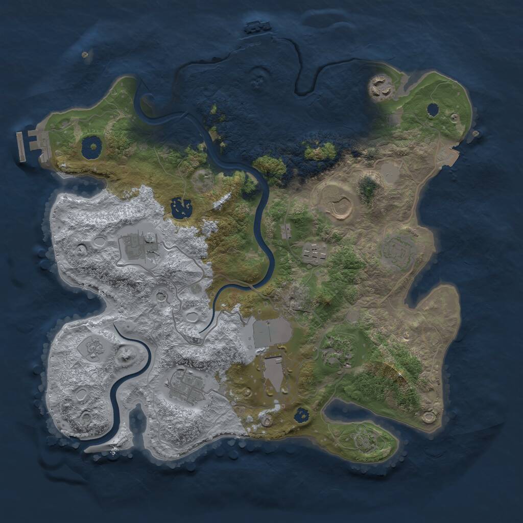 Rust Map: Procedural Map, Size: 3500, Seed: 215863995, 15 Monuments