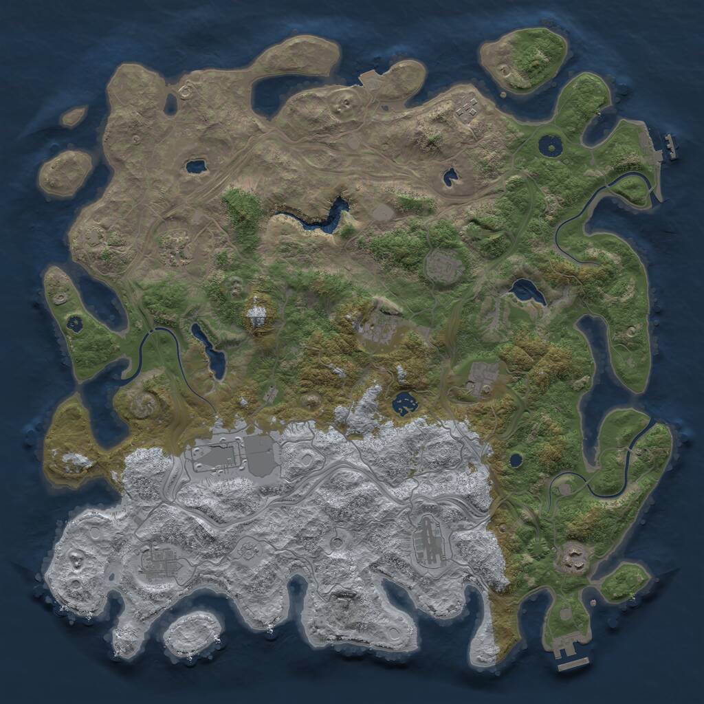 Rust Map: Procedural Map, Size: 4500, Seed: 6202022, 16 Monuments