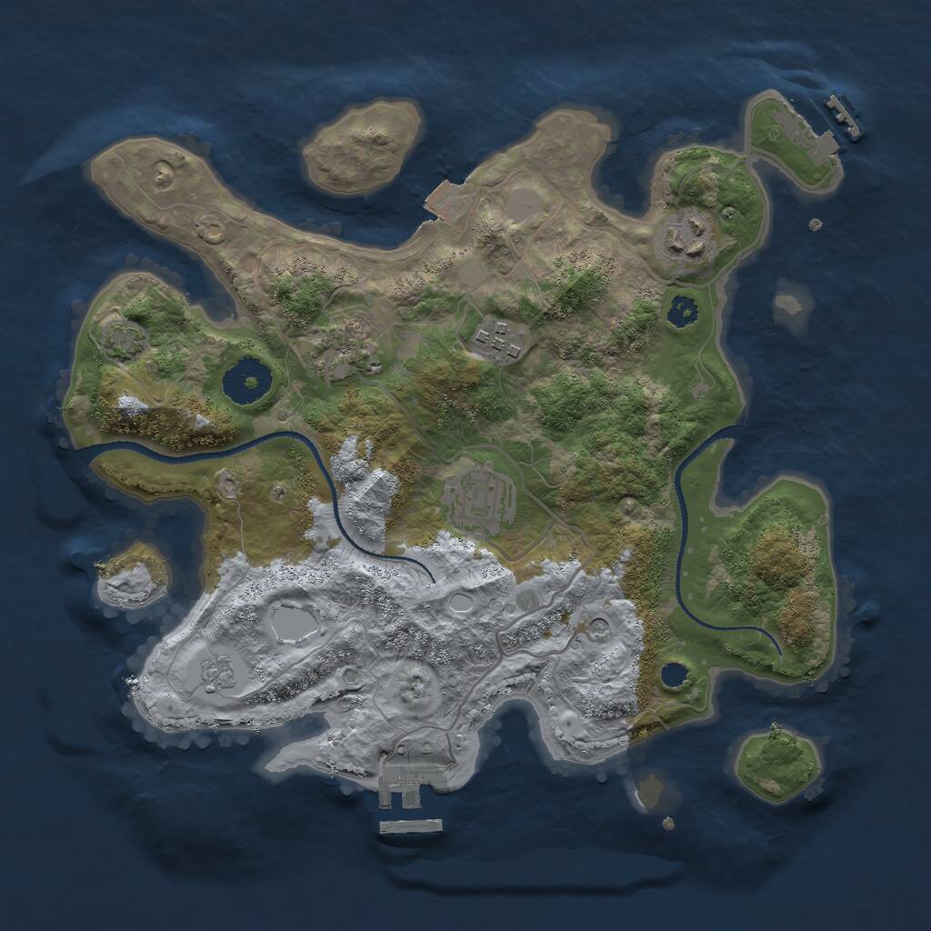 Rust Map: Procedural Map, Size: 3000, Seed: 793199, 10 Monuments