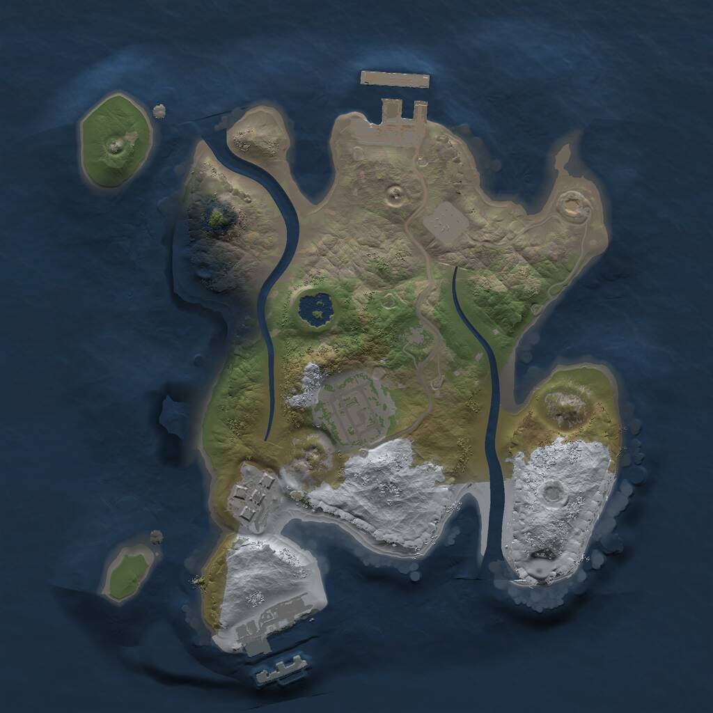 Rust Map: Procedural Map, Size: 2100, Seed: 2208453, 5 Monuments
