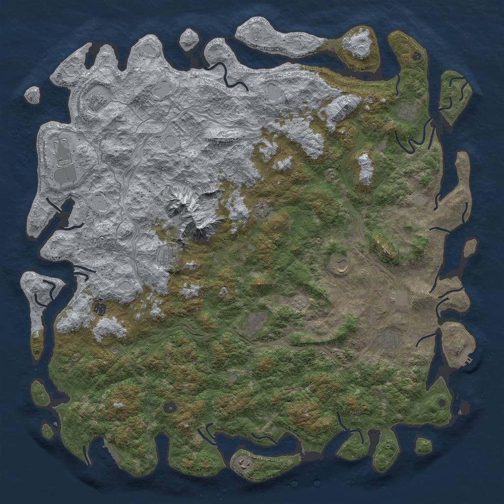 Rust Map: Procedural Map, Size: 6000, Seed: 286437125, 20 Monuments