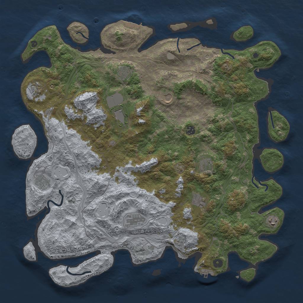 Rust Map: Procedural Map, Size: 4800, Seed: 2102133095, 18 Monuments