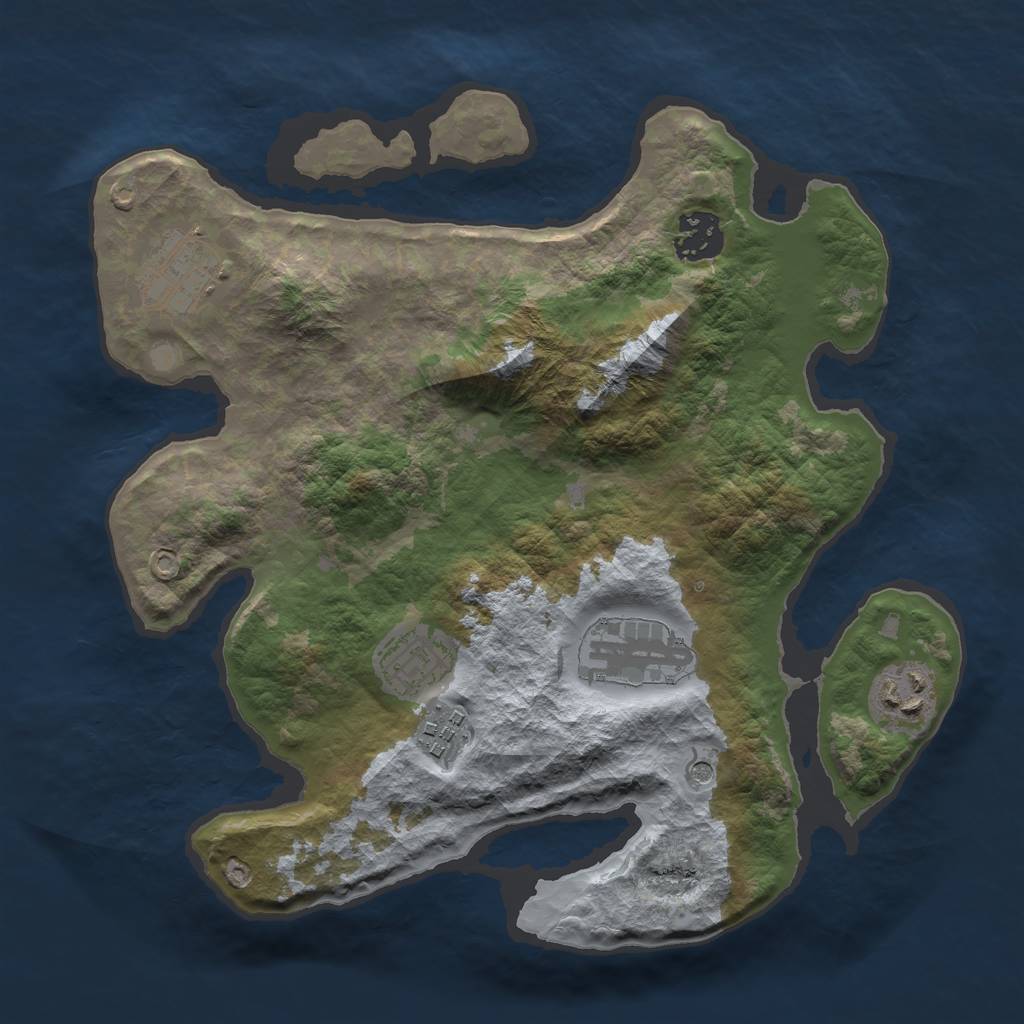 Rust Map: Barren, Size: 3000, Seed: 1644600460, 9 Monuments