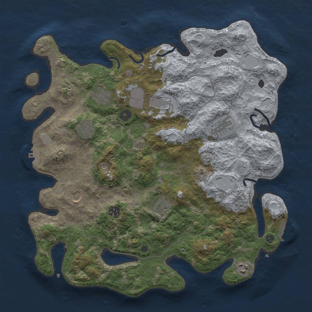 Rust Map: Procedural Map, Size: 4000, Seed: 90745053, 18 Monuments