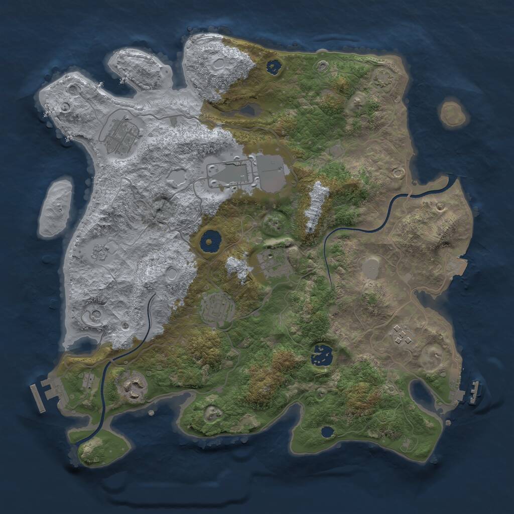 Rust Map: Procedural Map, Size: 3500, Seed: 1547394565, 13 Monuments